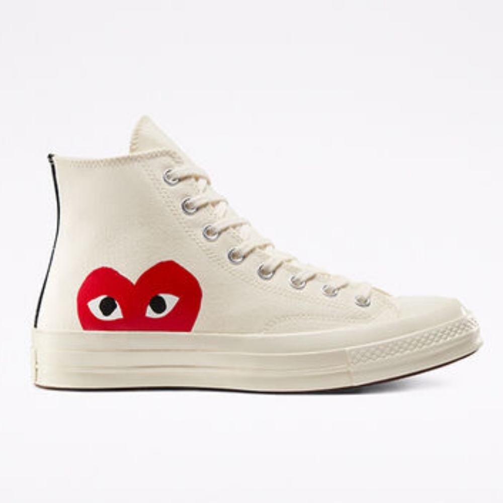 Comme des Garcons PLAY Cream Red Sneakers - Picture 2 of 16